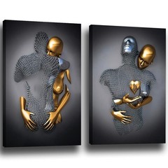 Frameless Love Heart 3D Black Canvas Wall Art Decor Black And White Picture P…