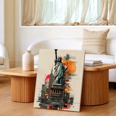Wall Art Statue Liberty New York City Skyline Abstract Modern Aesthetic Decor
