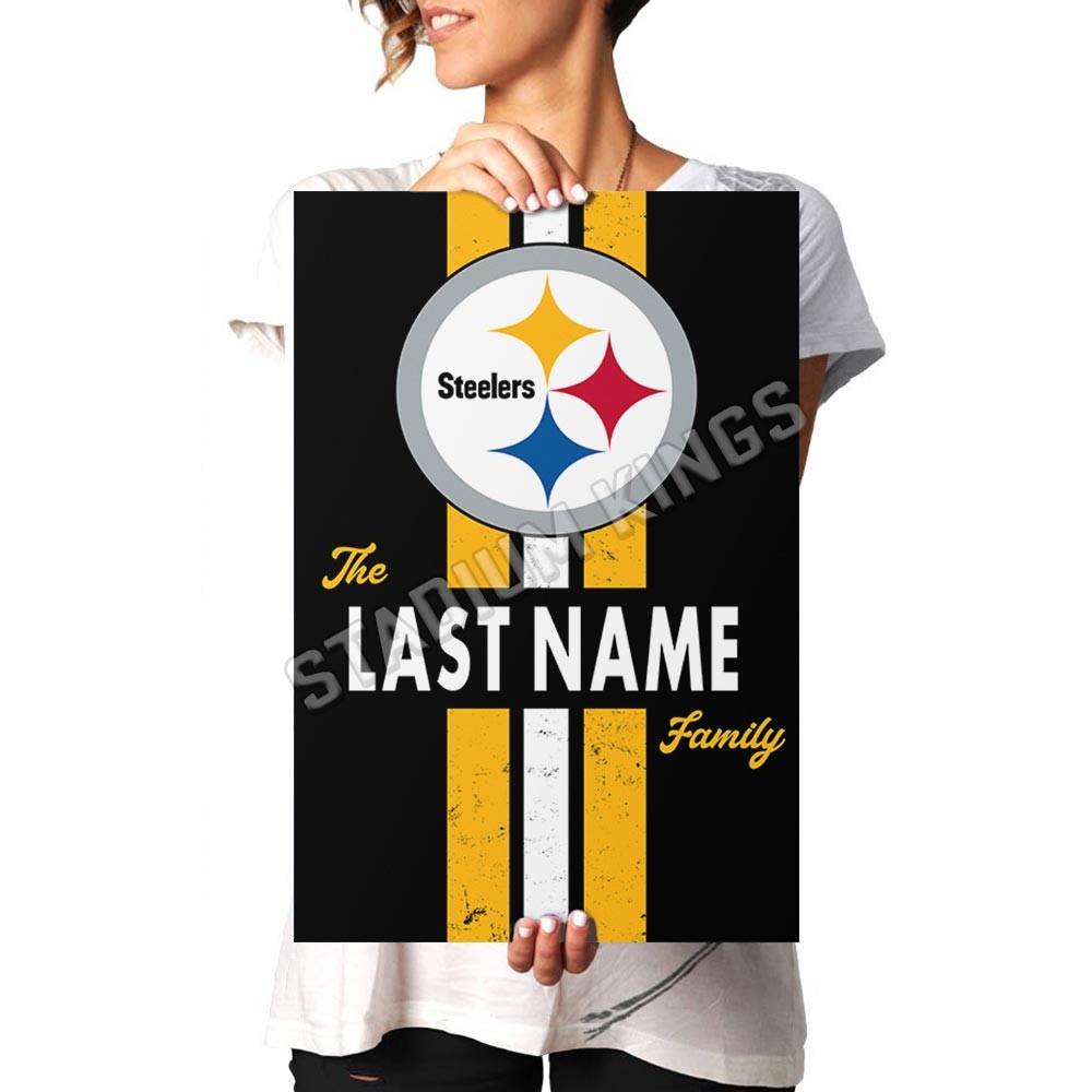 Personalized Pittsburgh Steelers Custom Family Name Poster Art Print- 11×17 in.