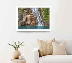 Waterfall Along a Cliff, All Saints Lake Poster Premium Quality Choose your Size
