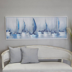 1- Panel Sail Boat Framed Wall Art with White Frame 24 In. X 65 In.
