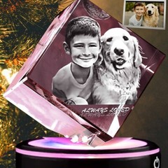 Personalized 3D Photo Crystal Custom Etched Picture Fathers Day Romantic Gifts