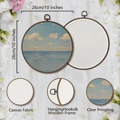 Ocean Coastal Beachy Round Framed Wall Art Decor, Summer Nautical Beach Hangi…