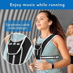 Sports unisex safety backpack reflective running vest with bottle, phone holder
