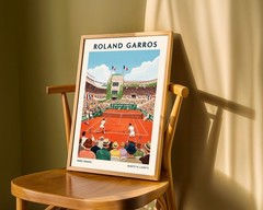 Roland Garros Tennis Poster Vintage Paris French Open Retro Wall Art Decor
