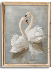 Vintage Wall Art Prints Decor Classical Swan Canvas Oil Painting Poster Pastel