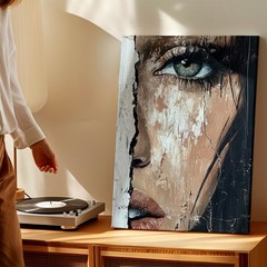Modern Canvas Woman Face Portrait Blue Eye Modern Abstract Modern Office Print
