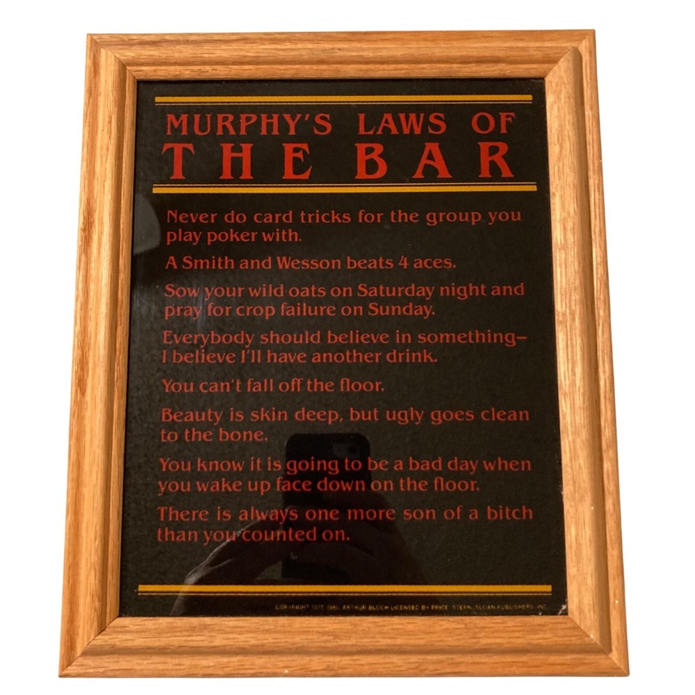 Murphys Laws Of The Bar Framed Vintage Humor Print Wall Art