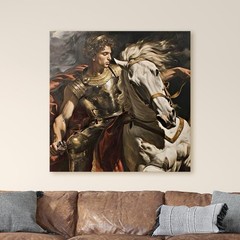 Alexander The Great On Horseback Ancient History Square Canvas Wall Art Print