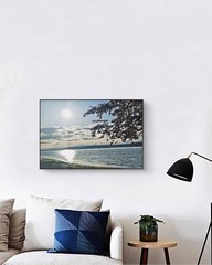 Sea Sunset with Vibrant Leaves | Original Photography Unframed Canvas 8×12 in