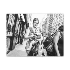 Urban Mother & Child Street Photography | Black & White Wall Art | 24×18