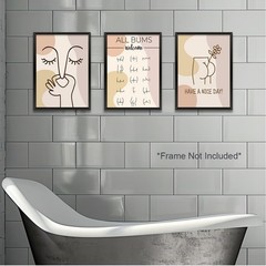 3PCS Funny Neutral Colors Wall Art – Bathroom Decor & Accessories – Prints Pa…