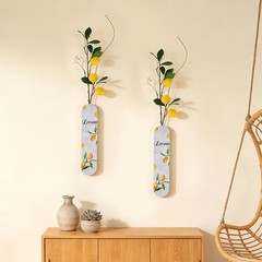 1PC Wall Mounted Wood Lemon Theme Decoration Fake Plant Hanging Wooden Plaque…