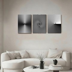 AUUAUU Abstract Line Wall Art Set of 3, 12×16 Inch Framed Black and White Canvas
