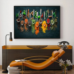 Modern Cooking Herbs Spices Sushi Utensils Spoon Wall Art Picture Canvas Paintin