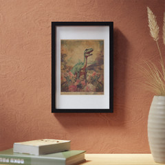 Vintage DINOSAUR BOTANICAL Wall Art, Jurassic Flower Decor, Dino Floral Print