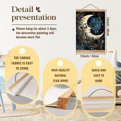 Moon Wall Art Decor– Vintage Hanging Wall Painting Abstract Poster with Solid…