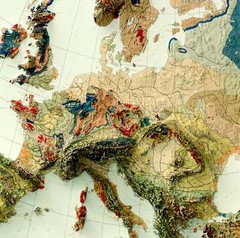 Europe Map, Europe 2D Relief Map, Europe Vintage Map – 2D Flat Print