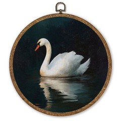 Vintage Swan Wall Art, Retro Animal Linen Matte Finish Print,Farmhouse Swans …