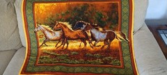 RUNNING STALLIONS COTTON CLOTH  WALL ART  35″ X 43″
