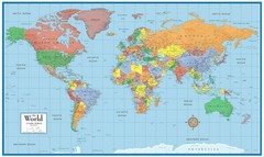 24″ x 36″ Laminated World Classic Elite Wall Map Mural Poster Current, Rolled