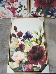Gallery 57 Floral Garden Triptych Framed Canvas Wall Art 3 Piece Set Gold Frame