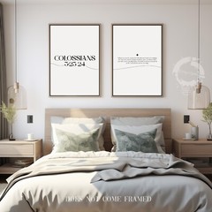 Colossians 3:23-24, Bible Verse Quote, Set of 2 Poster Prints, Home Wall Décor