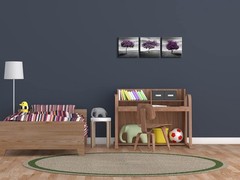 3 Piece PURPLE TREES CANVAS PRINTS WALL ART Fall Forest Pictures Paintings fo…