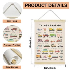 ABC Alphabet Poster Hanger Frame, Educational Learning Canvas Wall Decor(12×1…