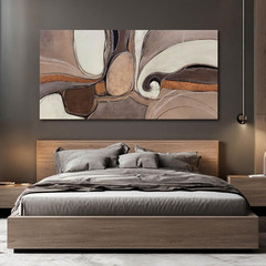 Neutral Earth-Tone Abstract Canvas Art with Gold Accents for Modern Decor 20×40