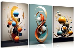 3pcs Modern Abstract Canvas Wall art Three-Dimensional Geometric Spheres Wall…