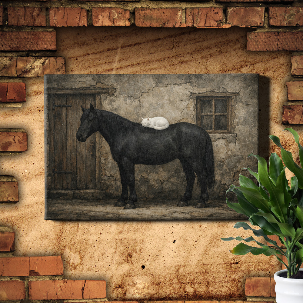John William Waterhouse Horse and Cat Iconic Wood Framed Canvas Art