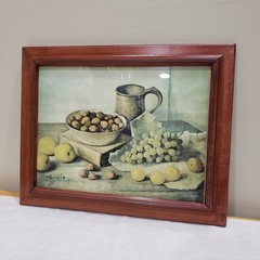 Fruit Still Life Wall Art Set of 3 Framed Farmhouse Kitchen Rustic Vintage Decor