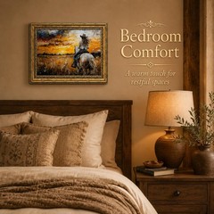 Vintage Gold Framed Canvas Western Cowgirl Wall Art -Rustic Farmhouse Decor F…