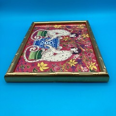 Sapna Shah Chinoiserie Monkey Art Print in Gold Faux Bamboo Frame