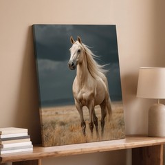 Majestic White Horse Canvas Wall Art Nature Animal Print Landscape Decor Artwork