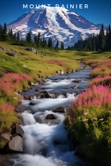 Mount Rainier National Park Poster Premium Photo Print Wall Art 4 Sizes #2