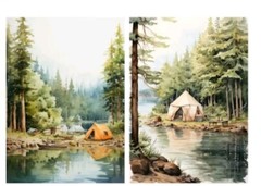 2 5×7 Camping Nature Print Picture Wall Decor USA Seller