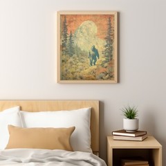 Retro BIGFOOT Fine Art Print, Sasquatch Botanical Poster, Cryptid Yeti Decor