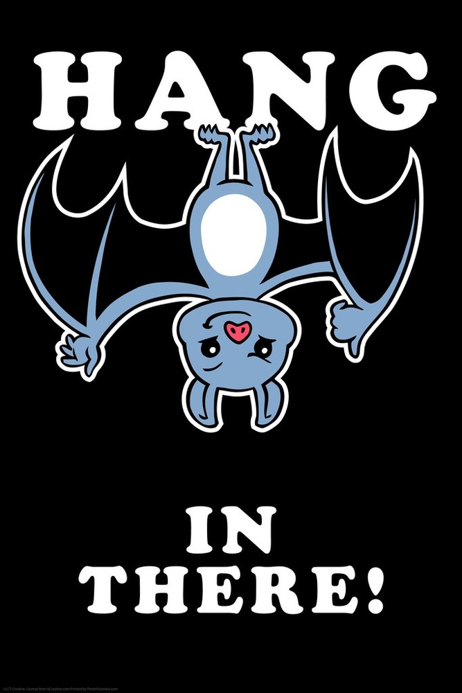 Hang In There Upside Down Bat Funny Parody LCT Creative Art Print Poster 12×18