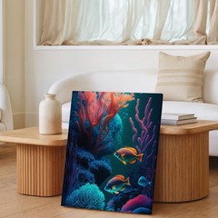 Vibrant Tropical Fish Coral Reef Ocean Canvas Wall Art Print For Home Decor