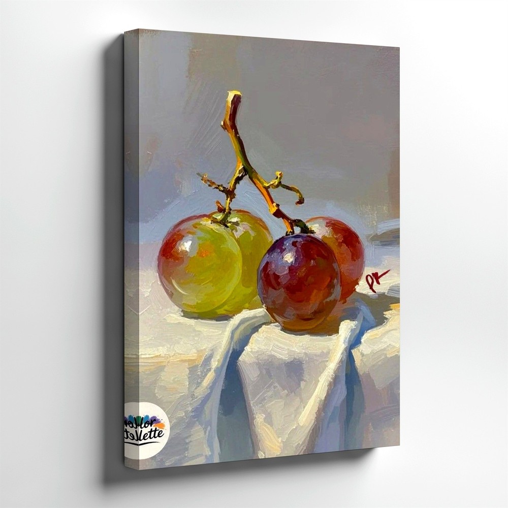 Canvas Grapes Still Life Oil Painting Fruit Kitchen Poster Statement Home Print