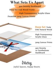 Natural Beige Dimensional Oak Wood Framed Ski Wall Art, 12x16in Modern Colora…