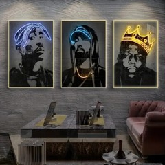 Canvas Neon Style 2Pac Poster Hip Hop Rapper Wall Art Print 40x60cm US SELLER