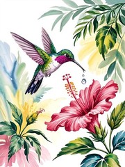 Hummingbird Flower – Birds Animals – Poster