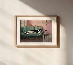 Tuxedo Cat Red Wine Poster • Cute Whimsical Cocktail Art for Home Decor