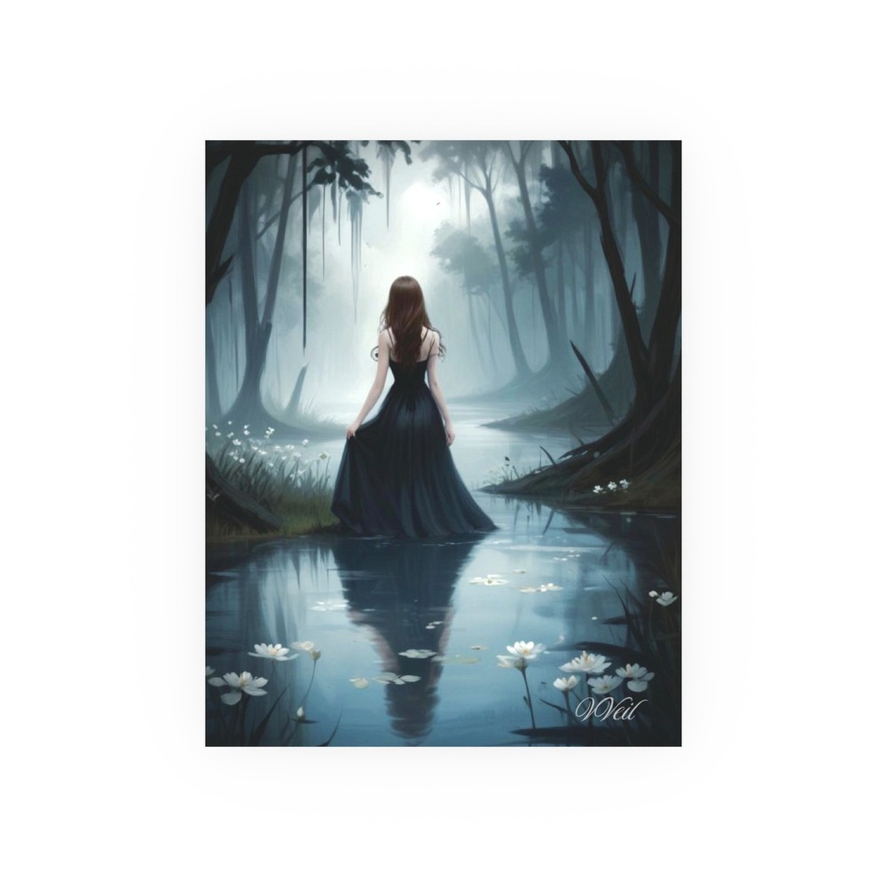 Lady In Moonlight Victorian Print Gothic Woman Dark Academia Wall Art Poster Art