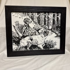 Framed 11×14 Black and White Hunting Dogs Print Wall Art Decor Picture Poster 2