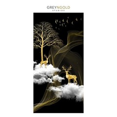 Abstract Art Landscape Deers Poster Wall Art Print pick size A4/A3/A2/90x60cm