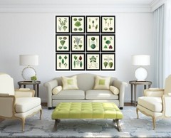 Salad Leaf Botanical Wall Art Set of 12 Prints Beautiful Antique Unframed